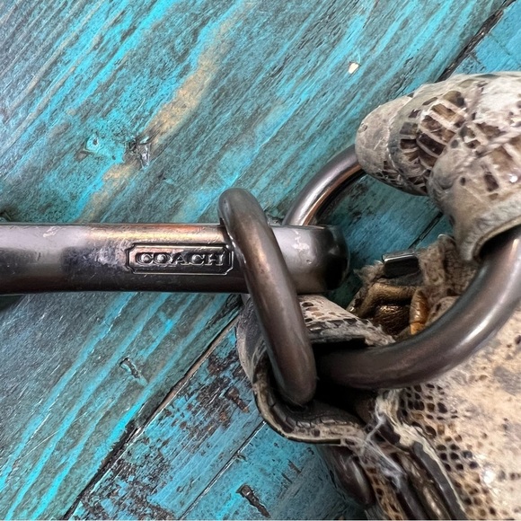 Coach Kristin Embossed Gray/Beige/Tan Leather Python Print Hobo Handbag Zip Top - Picture 13 of 16